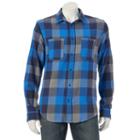 Big & Tall Urban Pipeline&reg; Plaid Flannel Button-down Shirt, Men's, Size: 3xl Tall, Blue (navy)