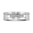 Stainless Steel Diamond Accent Wedding Band - Men, Size: 14, White