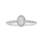 Boston Bay Diamonds 14k White Gold 1/2 Carat T.w. Igl Certified Diamond Oval Halo Engagement Ring, Women's, Size: 8