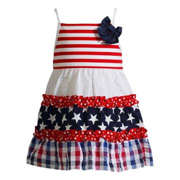 Girls 4-6x Youngland Americana Seersucker Sundress, Girl's, Size: 5, Red Overfl