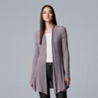 Women's Simply Vera Vera Wang Waffle-stitch Open Front Cardigan, Size: Xl, Med Purple