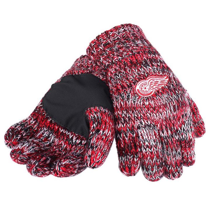 Adult Forever Collectibles Detroit Red Wings Peak Gloves, Adult Unisex, Multicolor
