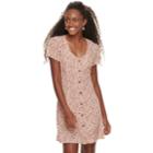 Juniors' Rewind Printed Button-front Swing Dress, Teens, Size: Small, Med Pink