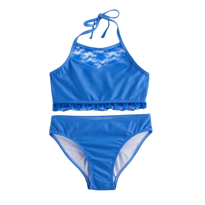 Girls 7-16 So&reg; 2-pc Blue Bikini Swimsuit Set, Size: 10, Purple