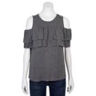 Juniors' Grayson Threads Ruffle Cold-shoulder Top, Girl's, Size: Small, Grey (charcoal)