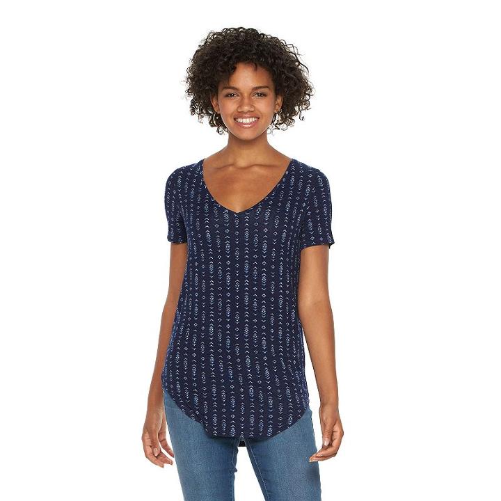 Juniors' Mudd&reg; Short Sleeve V-neck Tee, Girl's, Size: Xs, Blue