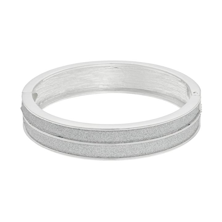 Silver Tone Glitter Hinge Bracelet, Women's