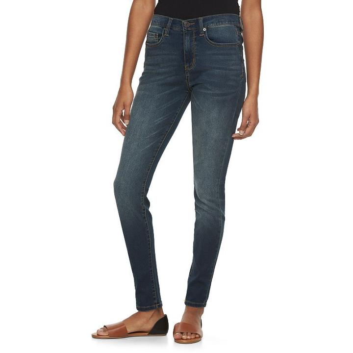 Juniors' Mudd&reg; High-waisted Denim Jeggings, Girl's, Size: 7, Dark Blue