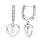 Brilliance In Motion Sterling Silver 1/6 Carat T.w. Diamond Heart Drop Earrings, Women's, White