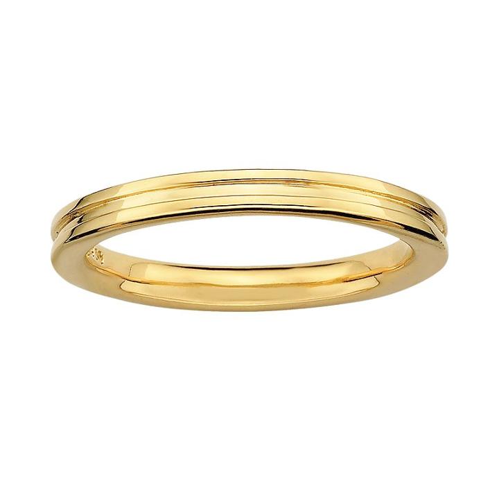 Stacks And Stones 18k Gold Over Silver Grooved Stack Ring, Women's, Size: 8, Yellow