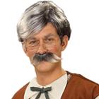 Adult Geppetto Costume Wig & Mustache, Grey