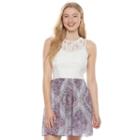 Juniors' Speechless Lace Print Skater Dress, Girl's, Size: 3, Blue (navy)