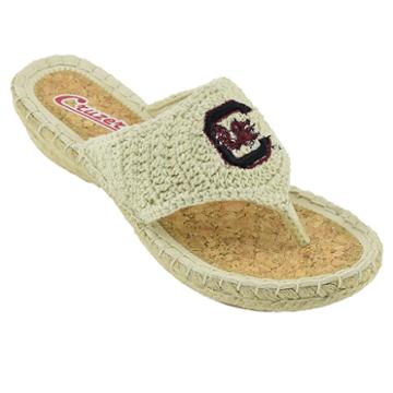 Women's Campus Cruzerz South Carolina Gamecocks Pregame Flip-flops, Size: 7, Beig/green (beig/khaki)