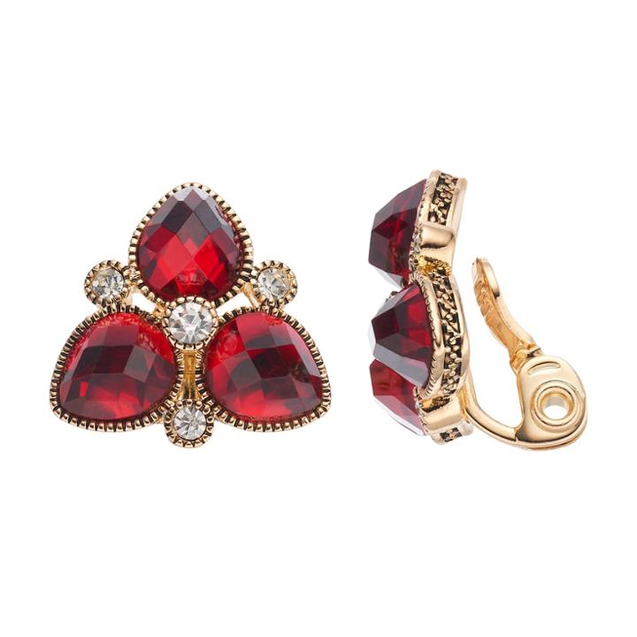 Napier Red Teardrop Cluster Clip On Earrings, Women's