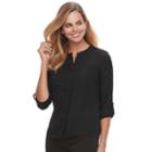 Petite Apt. 9&reg; 2-pocket Button Down Top, Women's, Size: Xl Petite, Black