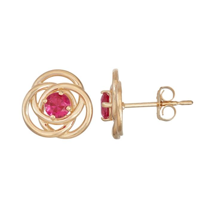 10k Gold Lab-created Ruby Knot Stud Earrings, Women's, Red