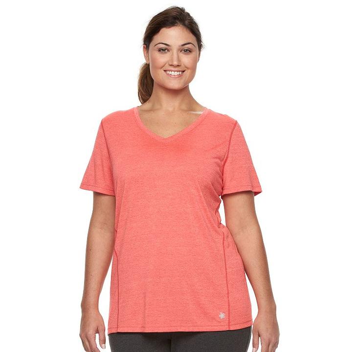 Plus Size Tek Gear&reg; V-neck Performance Tee, Women's, Size: 1xl, Brt Pink