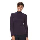 Women's Croft & Barrow&reg; Long Sleeve Mockneck Top, Size: Xxl, Drk Purple