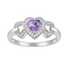 10k White Gold 1/8-ct. T.w. Diamond And Amethyst Heart Ring, Women's, Size: 5, Purple