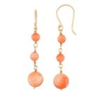 14k Gold Coral Linear Drop Earrings, Women's, Pink