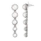 Simply Vera Vera Wang Graduated Simulated Pearl Nickel Free Linear Earrings, Women's, White