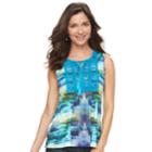 Women's World Unity Crochet Yoke Print Tank, Size: Xl, Green Oth
