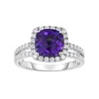 Sterling Silver Amethyst & Cubic Zirconia Split-shank Ring, Women's, Size: 7, Purple