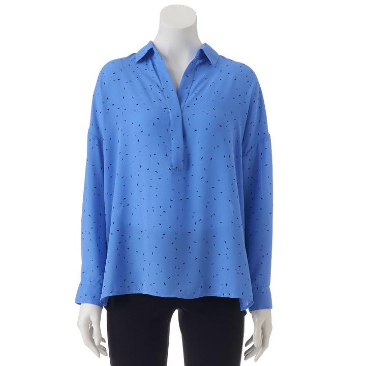Women's Apt. 9&reg; Drop-shoulder Chiffon Top, Size: Medium, Blue (navy)