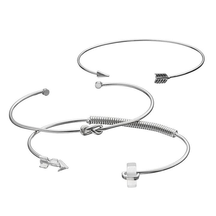 Mudd&reg; Arrow & Knot Cuff Bracelet Set, Women's, Silver