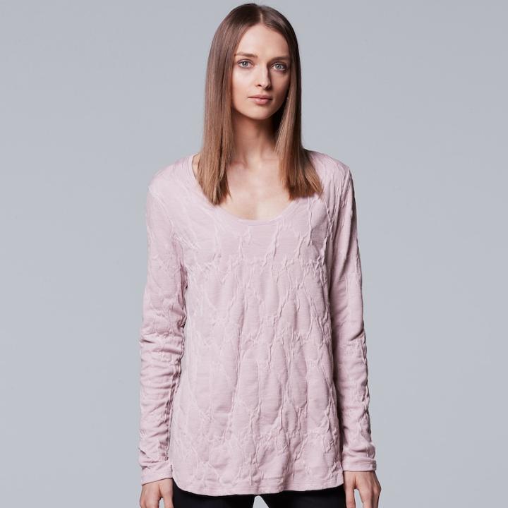 Women's Simply Vera Vera Wang Textured Scoopneck Tee, Size: Large, Med Pink