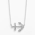 Sterling Silver 1/4-ct. T.w. Diamond Sideways Anchor Necklace, Women's, Size: 17, White