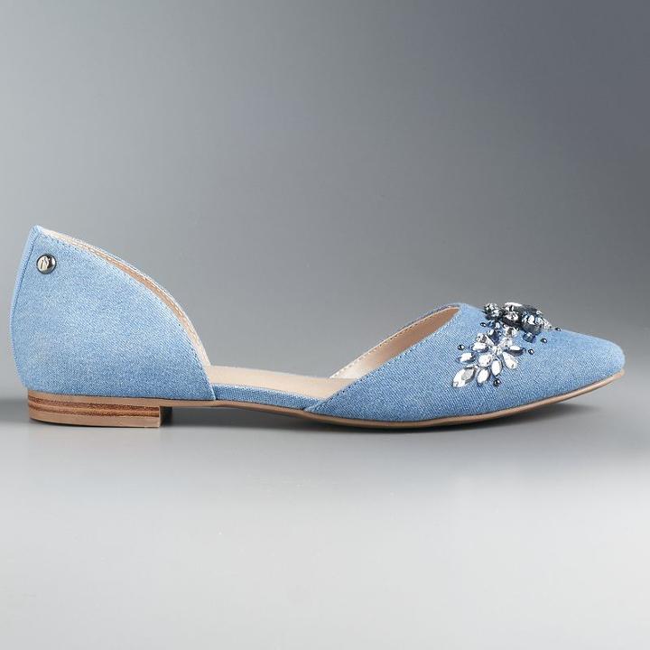 Simply Vera Vera Wang Women's Pointed D'orsay Flats, Size: 7, Blue (navy)
