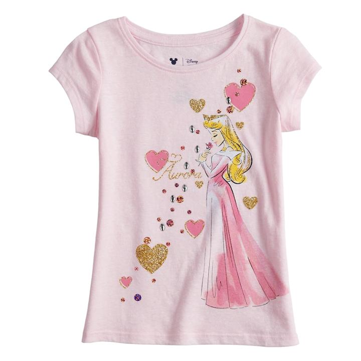 Disney's Sleeping Beauty Aurora Girls 4-10 Glittery Graphic Tee By Jumping Beans&reg;, Size: 4, Light Pink