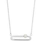 Simply Vera Vera Wang Sterling Silver Freshwater Cultured Pearl & 1/10 Carat T.w. Diamond Clip Necklace, Women's, Size: 18, White