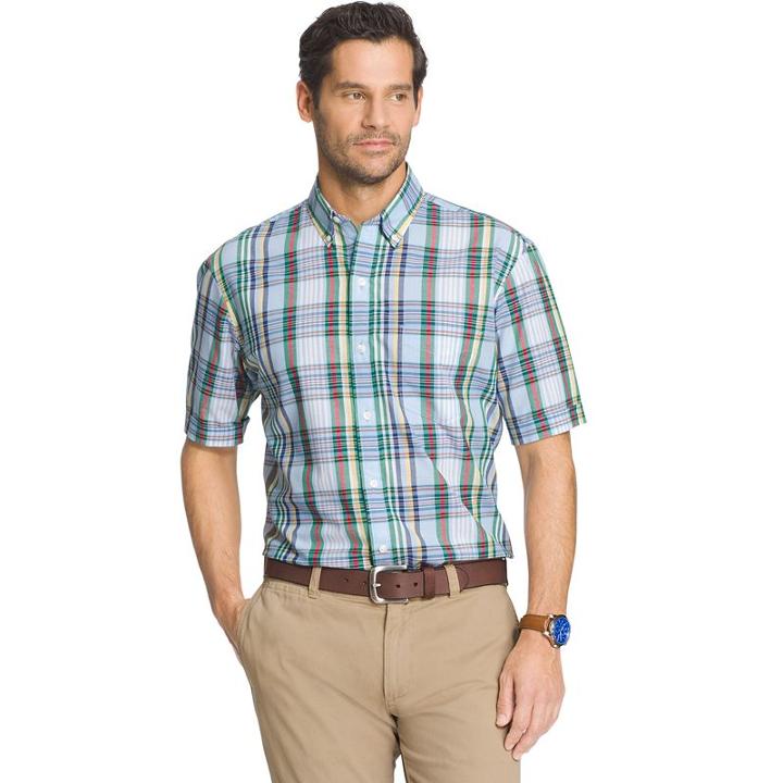 Big & Tall Arrow Plaid Button-down Shirt, Men's, Size: Xl Tall, Brt Blue
