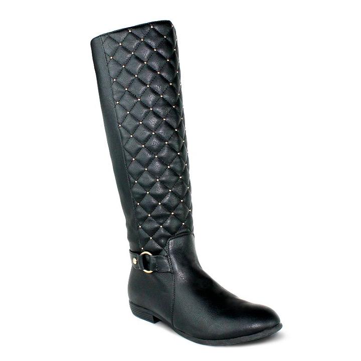 Olivia Miller Elsa Women's Quilted Riding Boots, Girl's, Size: 6, Black