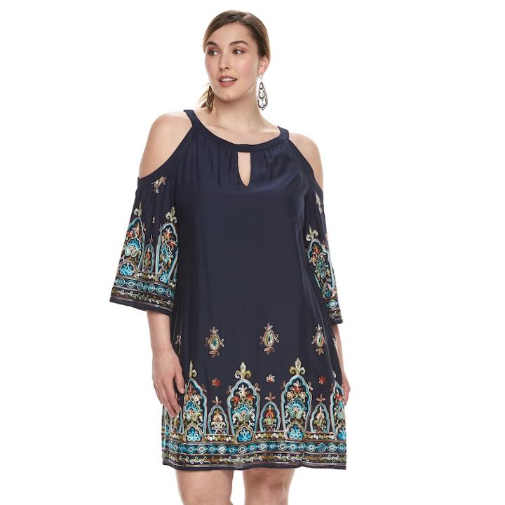 Plus Size Chaya Cold-shoulder Dress, Women's, Size: 22 W, Med Blue
