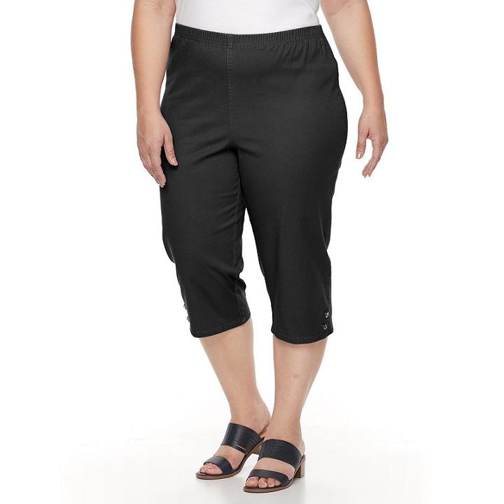 Plus Size Croft & Barrow&reg; Embellished Pull-on Capris, Women's, Size: Regular, Black
