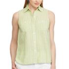 Women's Chaps Dot Linen Blend Shirt, Size: Xl, Green Oth