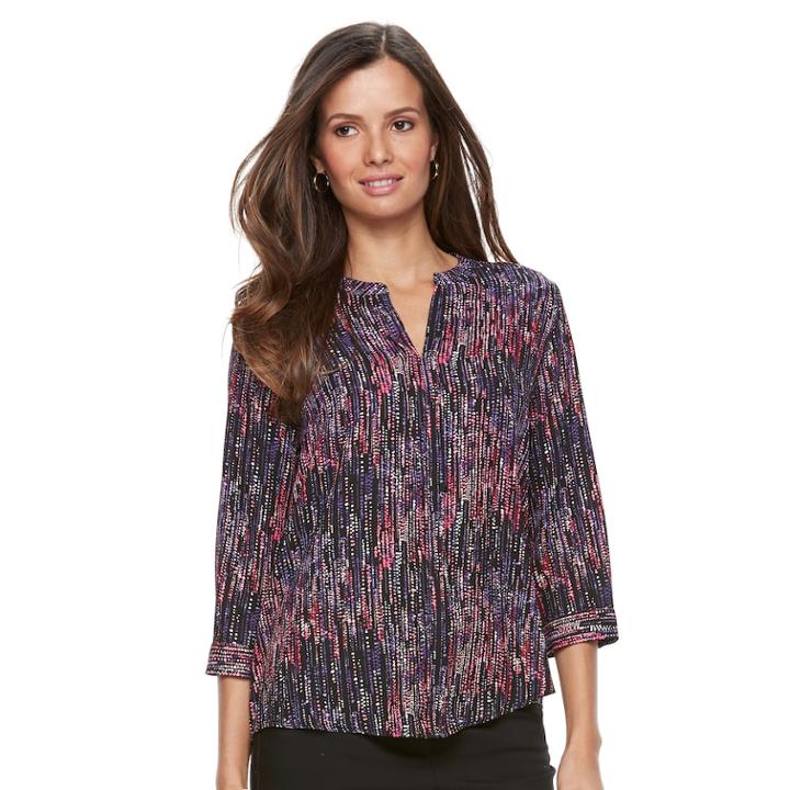 Women's Dana Buchman Woven Popover Top, Size: Large, Pink