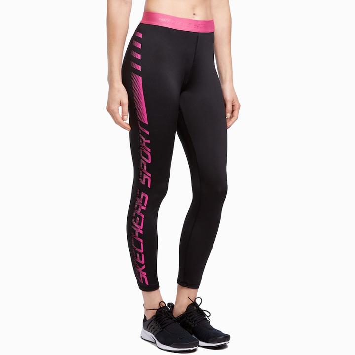 Women's Skechers Embossed Logo Ankle Leggings, Size: Xl, Dark Pink