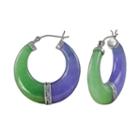 Sterling Silver Jade Hoop Earrings, Women's, Multicolor