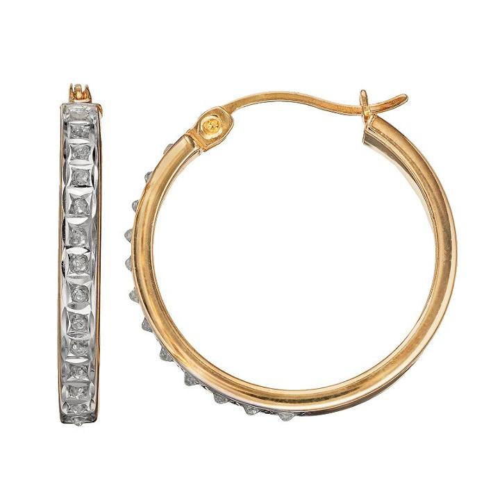 Diamond Mystique Sterling Silver Hoop Earrings, Women's, White