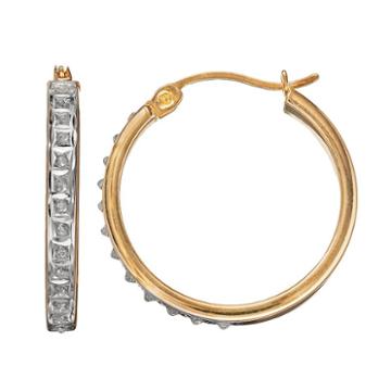 Diamond Mystique Sterling Silver Hoop Earrings, Women's, White