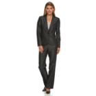 Women's Le Suit Slubbed Suit Jacket & Pants Set, Size: 10, Black