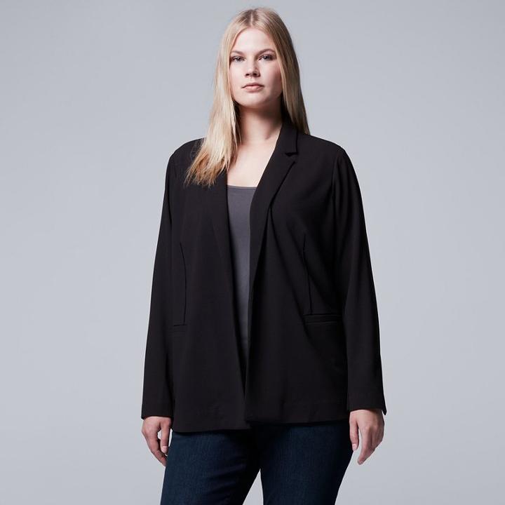 Plus Size Simply Vera Vera Wang Textured Blazer, Women's, Size: 1xl, Black