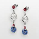 Logoart Montreal Canadiens Silver Tone Crystal Logo Linear Drop Earrings, Women's, Multicolor