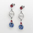 Logoart Montreal Canadiens Silver Tone Crystal Logo Linear Drop Earrings, Women's, Multicolor