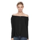 Women's Rock & Republic&reg; Lace Up Off-the-shoulder Top, Size: Small, Oxford