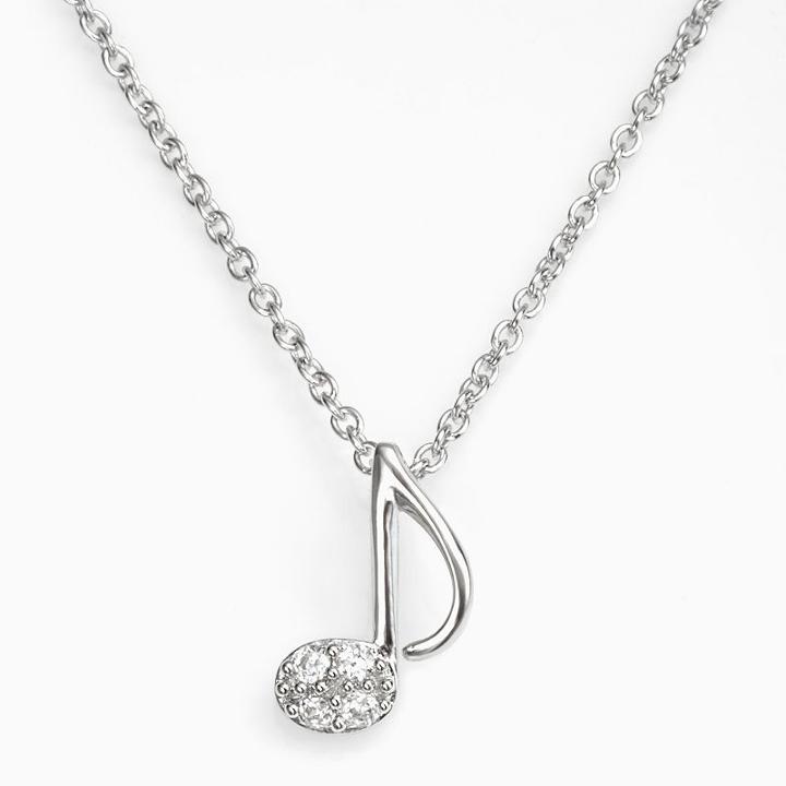 Sophie Miller Sterling Silver Cubic Zirconia Music Note Pendant, Women's, Size: 18, White